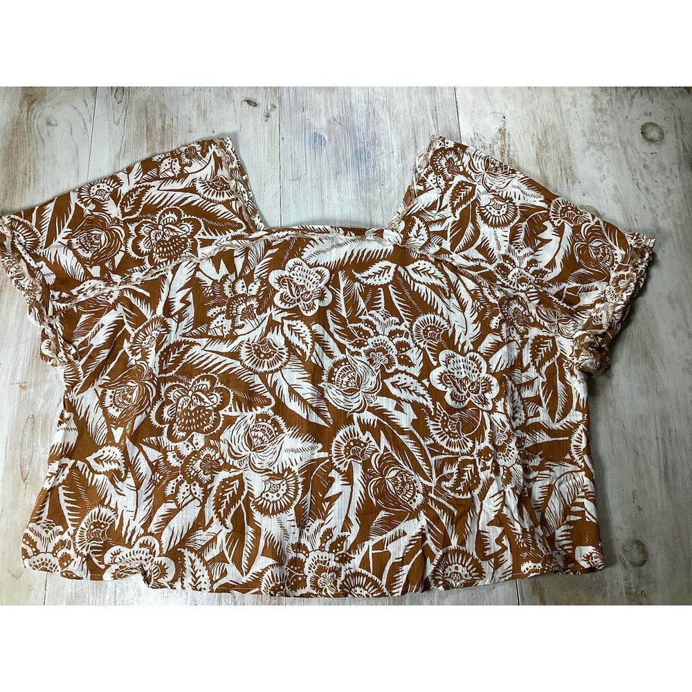 New With Tags Golden Floral Shirt 100% Cotton Women's 4x Boho Hippie - Picture 2 of 8